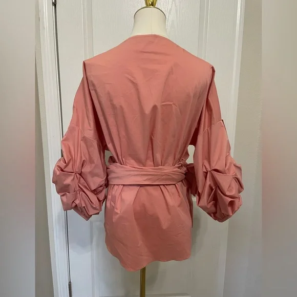 New York & Company Pink Wrap Blouse with 3/4 Sleeves-NWOT - Picture 2 of 9